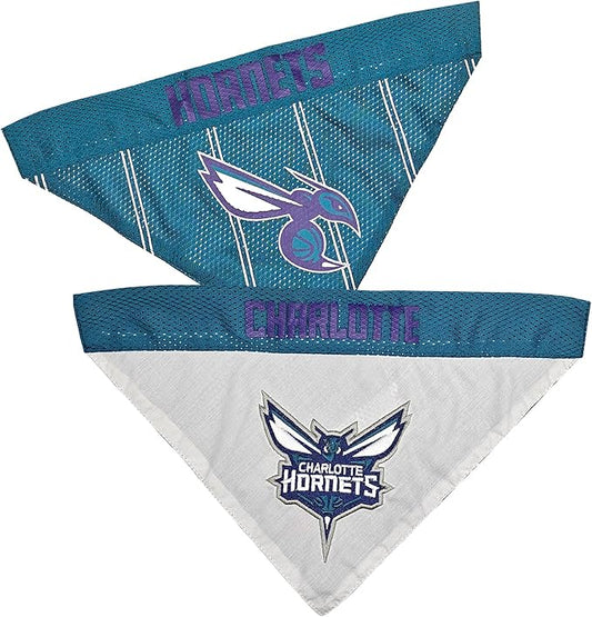 Pets First NBA Dog Bandana -Charlotte Hornets Reversible Bandana. 2 Sided Home by PETSFIRST