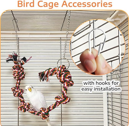 Bird Rope Perch & Swing Toy, Sturdy Knotted Parrot Cotton Rope - Image 5