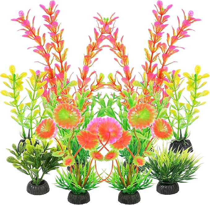 AQUANEAT Artificial Fish Tank Plants, Plastic Aquarium Decorations by Aquaneat