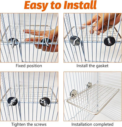 BNOSDM Bird Perch Platform 2 Pcs Stainless Steel Grid Parrot Perches Stand - Image 5