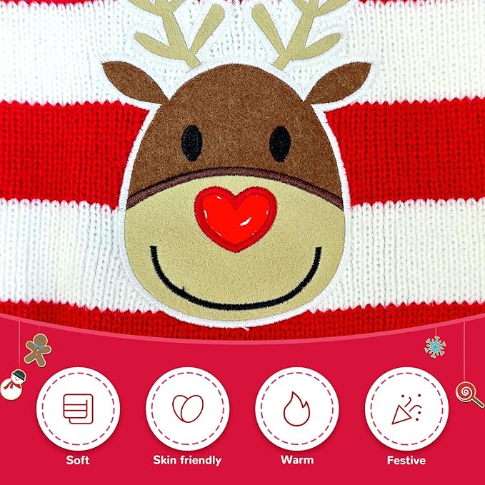 Dog Christmas Sweater Cute Striped Reindeer Xmas Pet Clothes Holiday Puppy Cat - Image 5