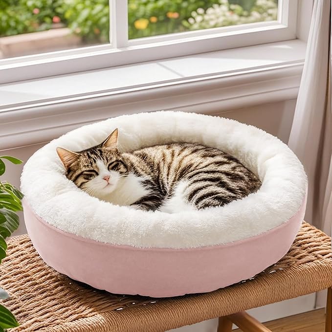 Love's cabin Round Donut Cat and Dog Cushion Bed, 20in Pet Bed - Image 8