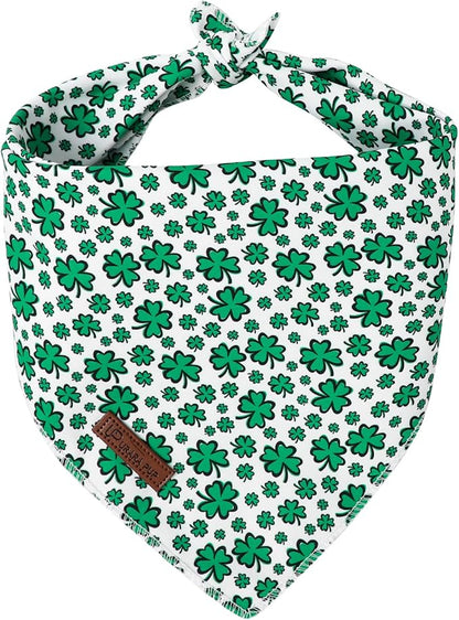 St. Patrick's Dog Bandana, UP URARA PUP Shamrock Triangle Bid Scarf by UPURARAPUP