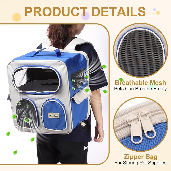 Pet Backpack Carrier, Portable and Ventilated, Nylon Dogs Cats and Small - Image 3