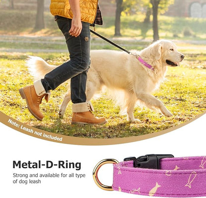 Cotton Handmade Dog Collar Cute and Distinctive Patterns Purple Fish - Image 6