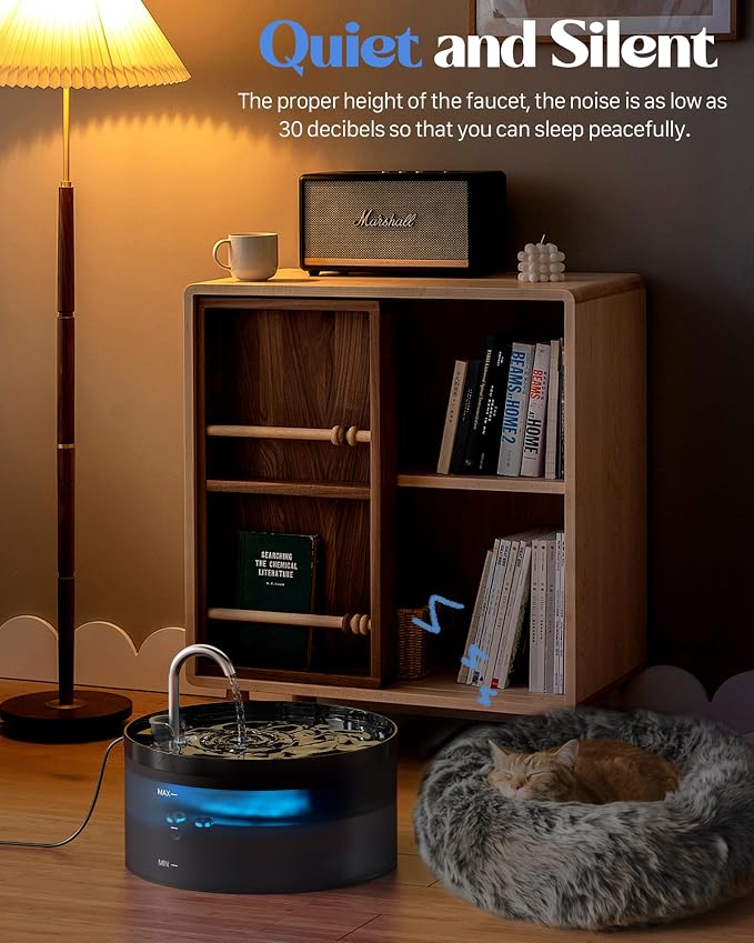 Cat Water Fountain for Cats Indoor: GIOTOHUN 108oz/3.2L Black Cat Drinking - Image 5