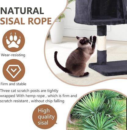FDW | 36" Cat Tree Tower | Dark Gray | Multi-Level Indoor Activity Center - Image 3