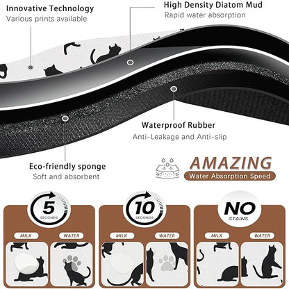 Funny Black Cat Dog Food Mat, Absorbent Pet Feeding Mat - Image 3