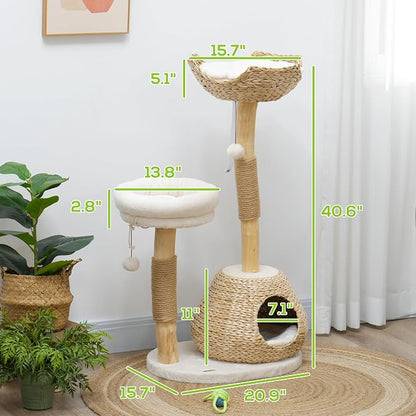 PawHut Cat Tree for Indoor Cats, Luxury Condo, Beds & Toby Balls, Kitten - Image 7