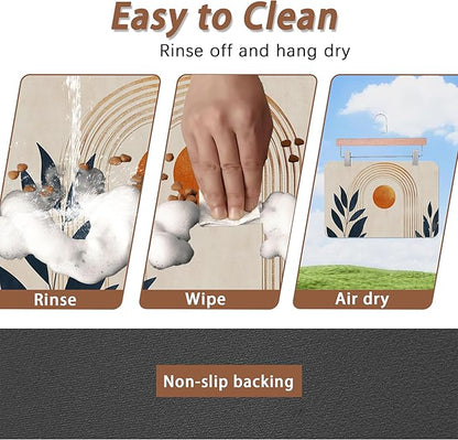 Sun Boho Leaf Dog Cat Food Mat, Absorbent Pet Feeding Mat - Image 4