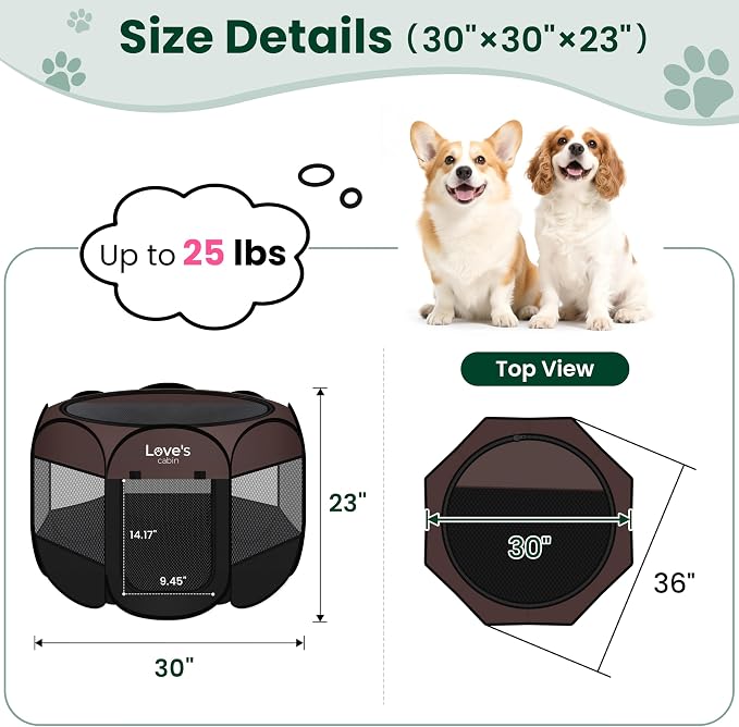 Love's cabin Pet Puppy Dog Playpen, Medium Dog Tent Crates Cage Indoor/Outdoor - Image 3