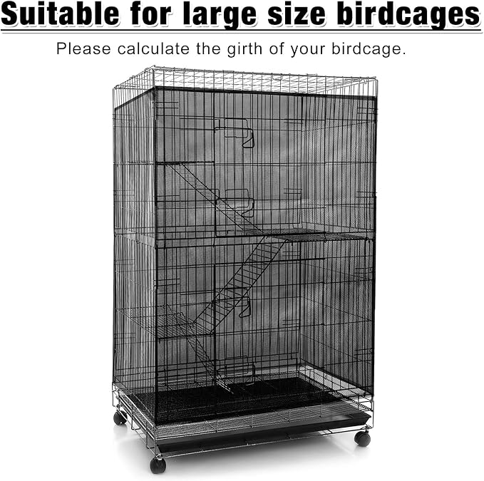 Shappy Large Bird Cage Seed Catcher, Bird Cage Cover Net Skirt Guard, - Image 6