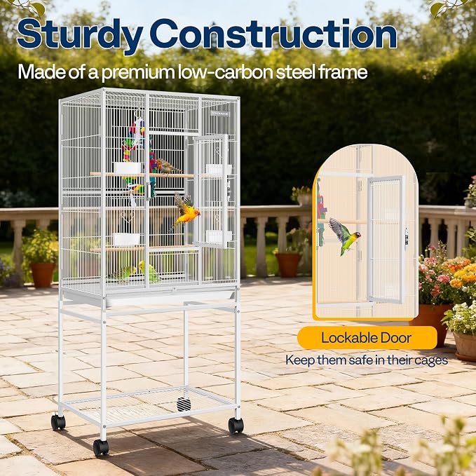 VIVOHOME 54 Inch Wrought Iron Large Bird Flight Cage - Image 5