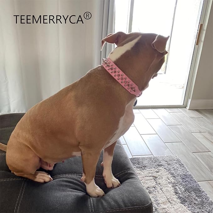 TEEMERRYCA Adjustable Leather Spiked Studded Dog Collars - Image 6