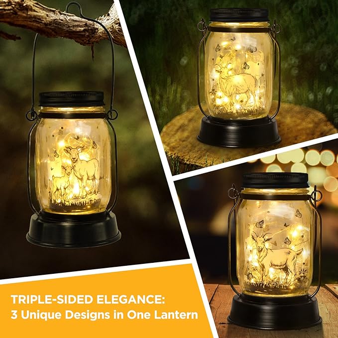 Goat Gifts for Women/Men Goat Solar Lanterns Mom Birthday Animal Lovers Lantern - Image 4