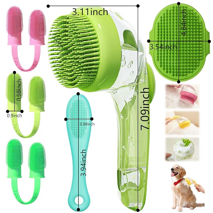 6Pcs Dog Bath Brush Set with Soap Dispenser - Image 8