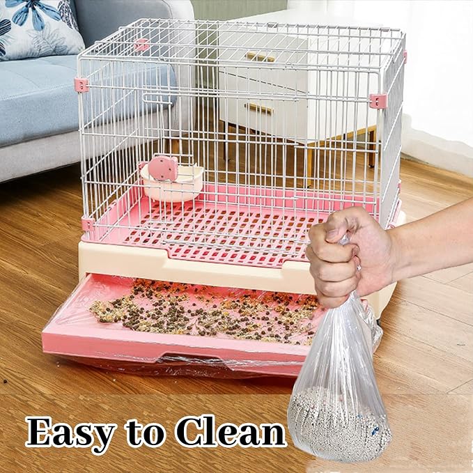 BNOSDM 100 PCS Disposable Rabbit Cage Liner Plastic Guinea Pig Cage Bedding - Image 3