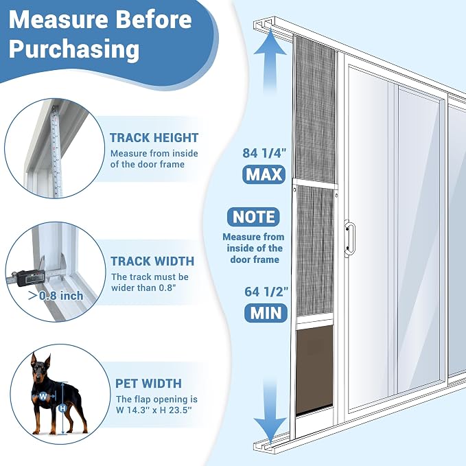 XL Dog Door for Sliding Glass Door, Extra Large Patio Doggy Door Insert for - Image 3
