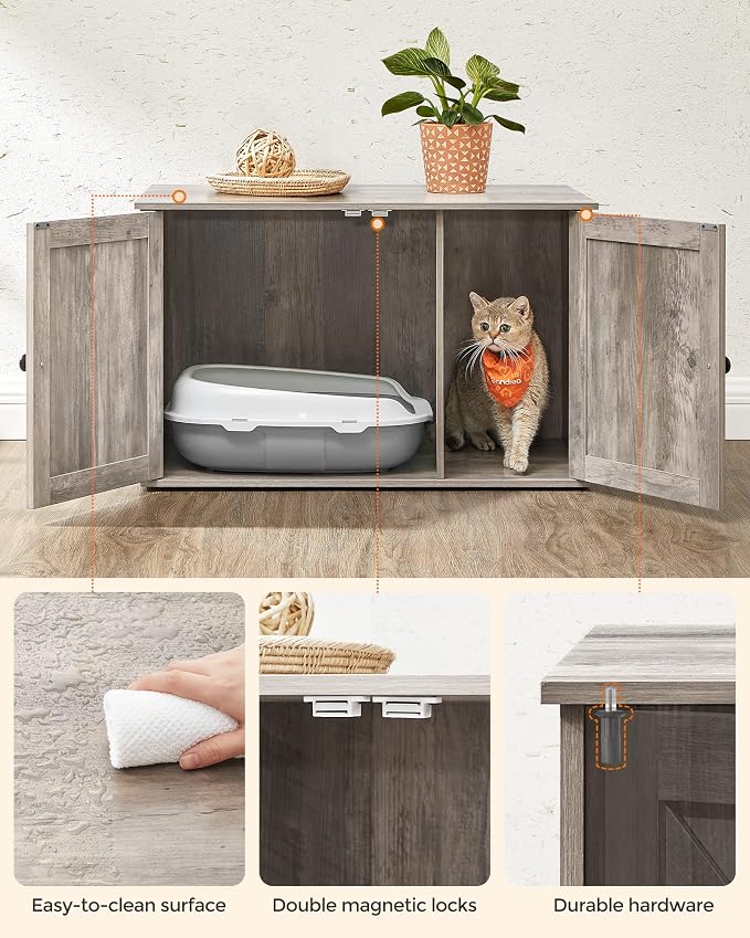Feandrea Cat Litter Box Enclosure, Litter Box Furniture Hidden - Image 8