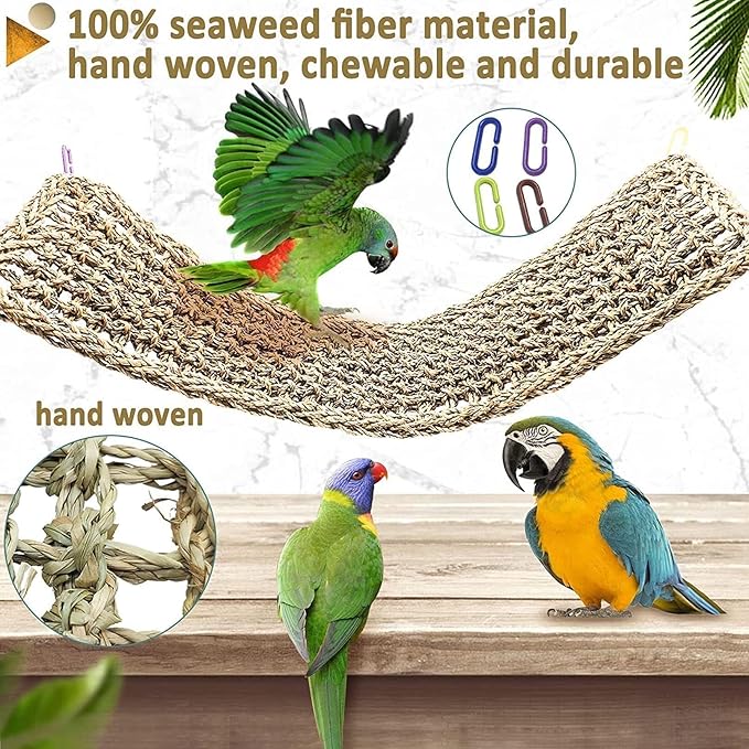 Bird Seagrass Mat 30" × 7" Parrot Natural Grass Woven Net Hammock Parakeet - Image 4