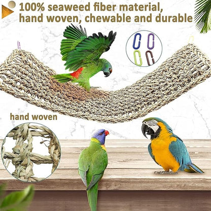 Bird Seagrass Mat 30" × 7" Parrot Natural Grass Woven Net Hammock Parakeet - Image 4