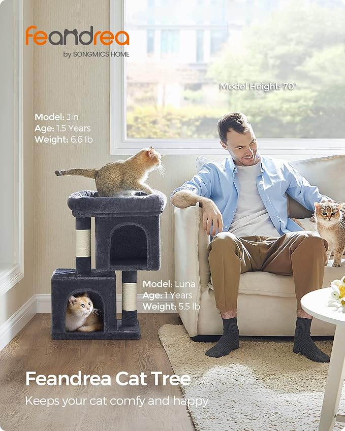 Feandrea Cat Tree, 26.4-Inch Cat Tower, Plush Condo - Image 2