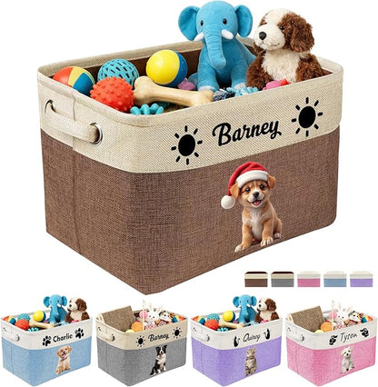 Personalized Dog Toy Storage Basket Custom Dog Name Photo Cat Pet's Gift by Unknown