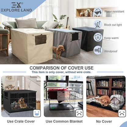Explore Land Dog Crate Cover Heavy Duty Polyester Pet Kennel Sunshade Universal - Image 3