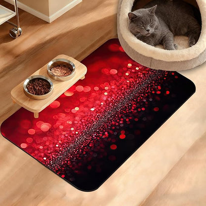 Red Gradienr Feeding Mat, Non-Slip Rubber Backing Mat, Cat Dog Accessories by Unknown