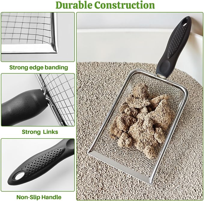 2Pcs Cat Litter Scoop Metal Stainless Steel Mesh Kitty Litter Scoop - Image 6