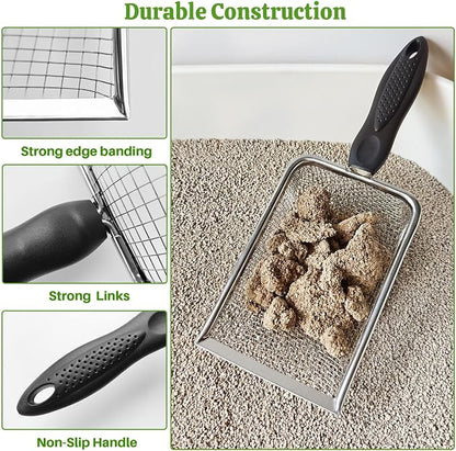 2Pcs Cat Litter Scoop Metal Stainless Steel Mesh Kitty Litter Scoop - Image 6