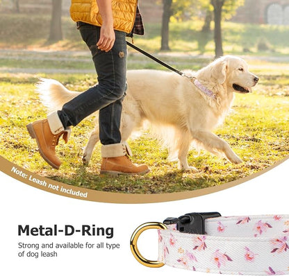 Cotton Handmade Dog Collar Cute and Distinctive Patterns White Flower - Image 6