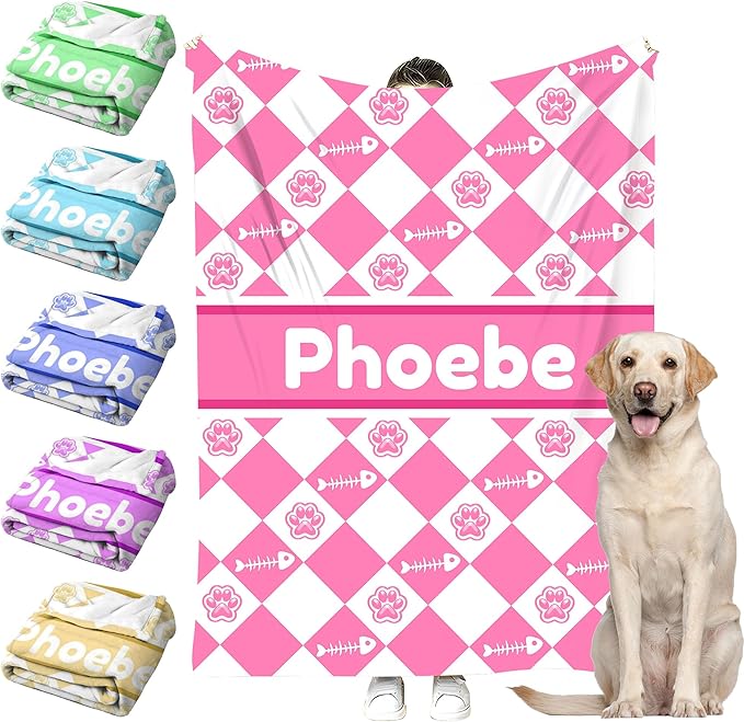 Personalized Paw Print Dog Blanket by Faroishta