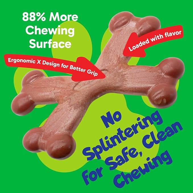 Chew’EMS X Bone Dog Chew Toy for Aggressive Chewers – Long-Lasting Chicken - Image 2