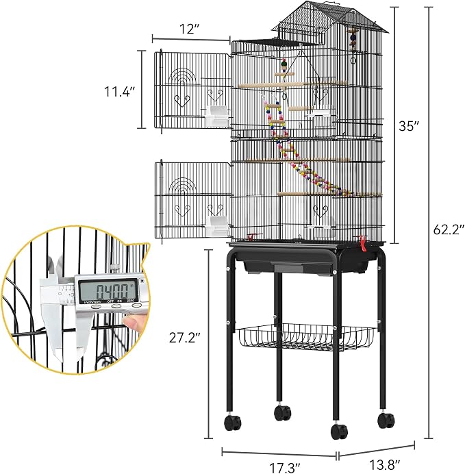 DWVO 62-inch Metal Bird Cage: Bird Cage Spacious - Image 2