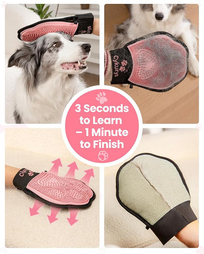 Pet Hair Removal Glove for Dogs & Cats, 2-in-1 Double-Sided Pet Grooming Tool - Image 4