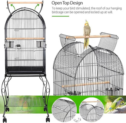 Yaheetech 59-Inch Rolling Standing Medium Dome Open Top Bird Cage - Image 4
