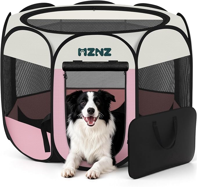 Dog Playpen, Portable Puppy Pet Crate Indoors by MZNZ