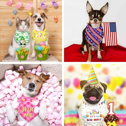 Weewooday 9 Pcs Holiday Dog Bandanas St' Patrick's Day Easter Bandanas Birthday - Image 6