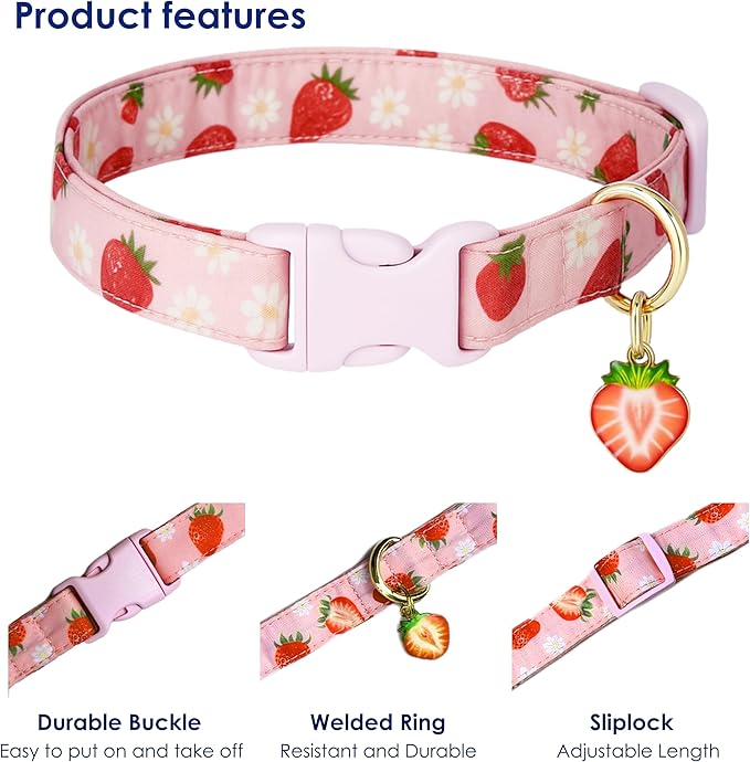 Cute Dog Collar Strawberry Pattern - Image 3