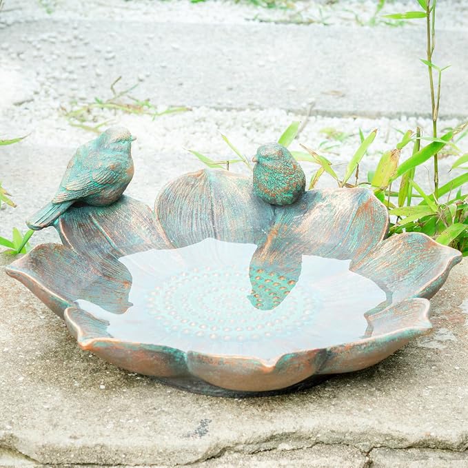 MUMTOP Bird Baths for Outdoors, Antique Outdoor Garden Bird Bath Resin Birdbath by MUMTOP