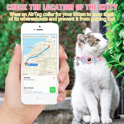 BINGPET AirTag Cat Collar with Bells, Upgraded Safety Elastic Collar with - Image 4