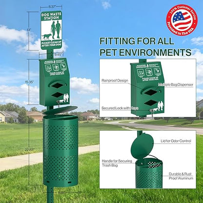 POCHAR Dog Waste Station Outdoor, Aluminum Rustproof Pet Poop Station - Image 3