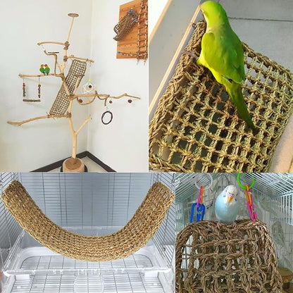 2Pcs Bird Seagrass Mat 30 × 7" Natural Grass Woven Net Hammock - Image 3
