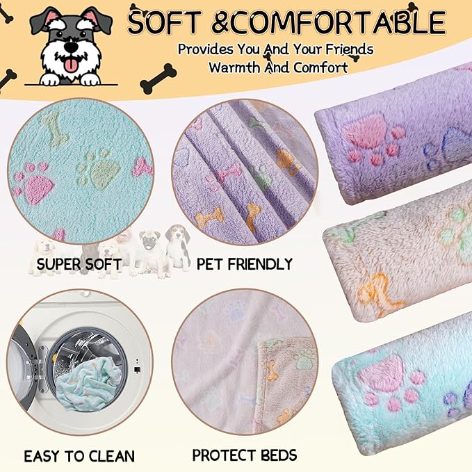 Rezutan Dog Blankets for 3 Pack Medium Blanket Cat Soft Fuzzy Blankets Washable - Image 6