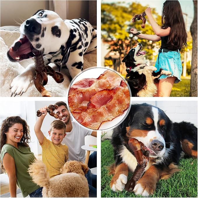 Dog Chew Toys for Aggressive Chewers Almost Indestructible Dog Toys, Bacon - Image 5