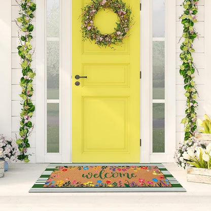 Tinideya 2 Pcs Door Mat Welcome Non Slip Coir Mats Floor Layering Doormats - Image 5