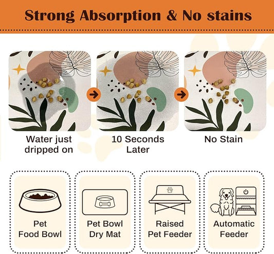 Pet Feeding Mat for Floors Waterproof Dog Mat for Food and Water Absorbent - Image 2