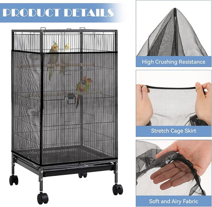 Large Bird Cage Seed Catcher 31 x 118 inches Adjustable Bird Cage Net Cover - Image 3