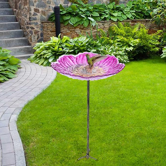 MUMTOP Glass Bird Baths for Outdoors, 12 Inch Bird Bath Bowl - Image 6